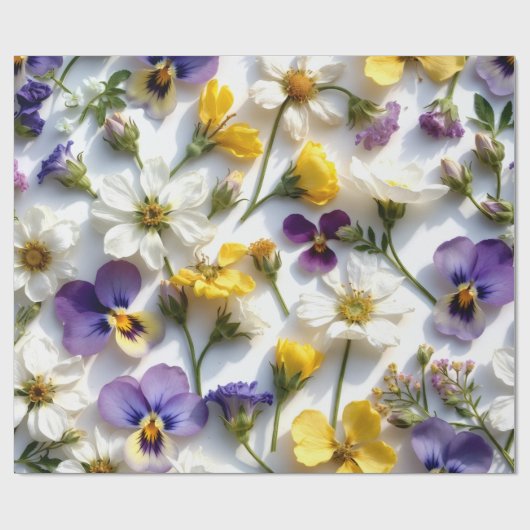 Realistic Pressed Flower Spring Gift Wrap Cadeaupapier (Vlak)
