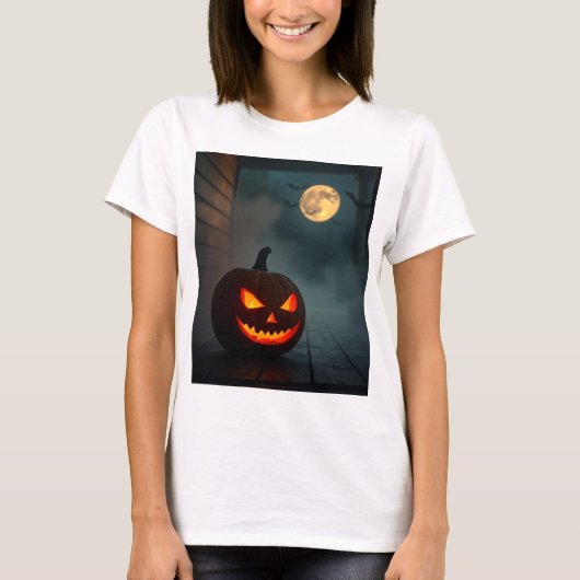 Realistic Pumpkin Glow – Scary & Stunning Look T-shirt (Voorkant)