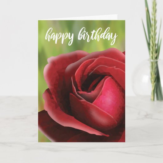Realistic Red Rose Birthday Card Kaart (Voorkant)