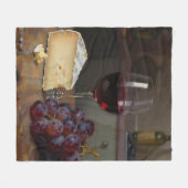 Realistic Red Wine Cheese Grapes Still Life Fleece Deken (Voorkant (Horizontaal))