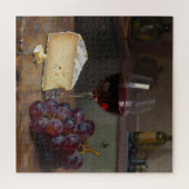 Realistic Red Wine Cheese Grapes Still Life Legpuzzel (Horizontaal)