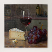 Realistic Red Wine Cheese Grapes Still Life Legpuzzel (Verticaal)