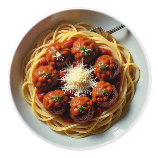 Realistic Spaghetti and Meatballs Food Kitchen Keramische Knop (Voorkant)