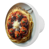 Realistic Spaghetti and Meatballs Food Kitchen Keramische Knop (Rechts)