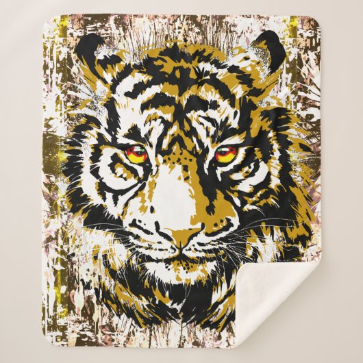 Realistic Tiger - Cool Tiger Head Sherpa Blanket Sherpa Deken (Voorkant)