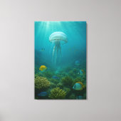 Realistic Underwater Jellyfish in Zakynthos Canvas Afdruk (Voorkant)