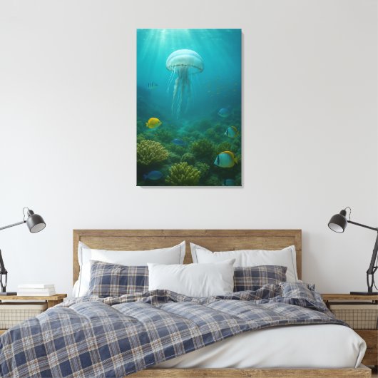 Realistic Underwater Jellyfish in Zakynthos Canvas Afdruk (Insitu (Slaapkamer))