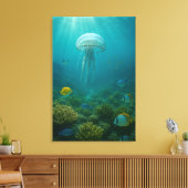 Realistic Underwater Jellyfish in Zakynthos Canvas Afdruk (Insitu (Woonkamer))