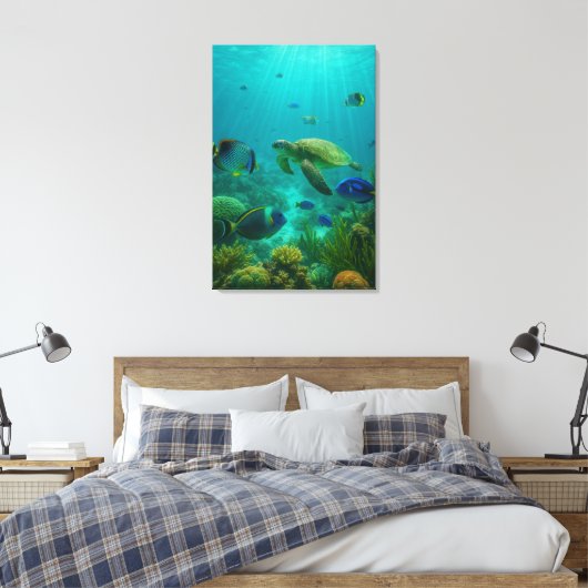 Realistic Underwater Sea Turtle in Zakynthos Canvas Afdruk (Insitu (Slaapkamer))