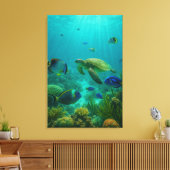 Realistic Underwater Sea Turtle in Zakynthos Canvas Afdruk (Insitu (Woonkamer))