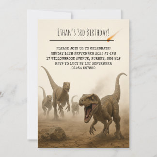 Realistic Velociraptor Pack with Meteor Birthday Kaart