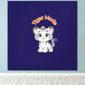 Realistic White Tiger – Photorealistic Wildlife Ar Canvas Afdruk (Insitu (Houten vloer))
