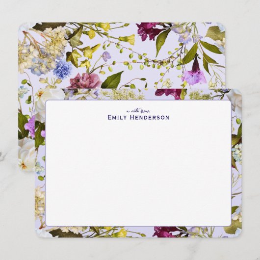 Realistic Wildflower Floral Print Frame  Notitiekaartje (Voorkant / Achterkant)