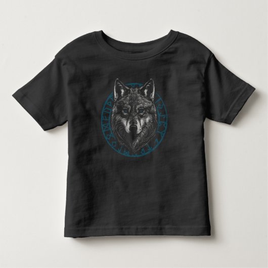 realistic wolf with glowing blue eyes kinder shirts (Voorkant)