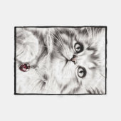 Realistiese kat potlood tekening sticker1 fleece deken (Voorkant (Horizontaal))