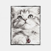 Realistiese kat potlood tekening sticker1 fleece deken (Voorkant)