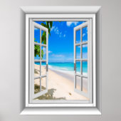Realistisch 3D Beach Scene Fake Window Uitzicht Poster (Voorkant)