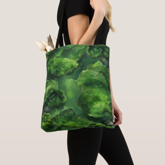 Realistisch & Abstract Green Moss natuurlijk ontwe Tote Bag (Dichtbij)