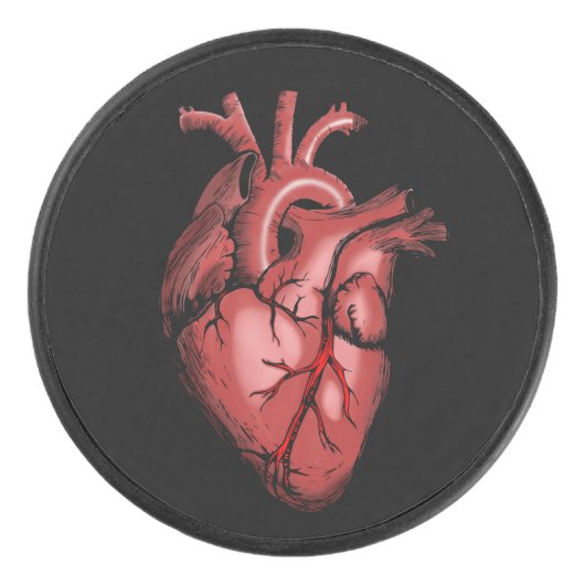 Realistisch Anatomisch Afbeelding van het hart Hockey Puck (Voorkant)