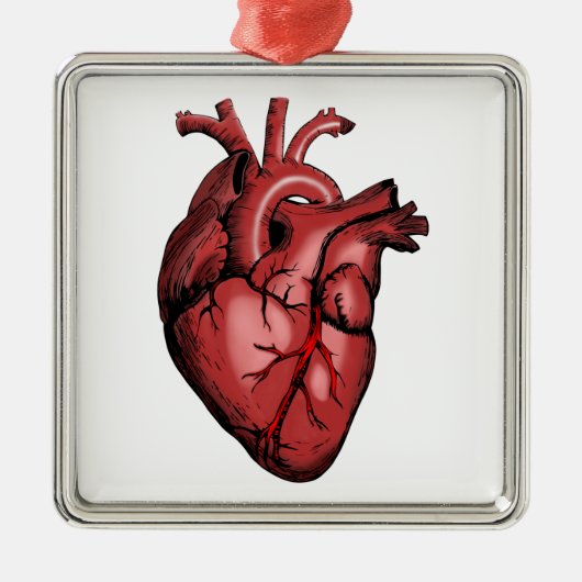 Realistisch Anatomisch Afbeelding van het hart Metalen Ornament (Voorkant)