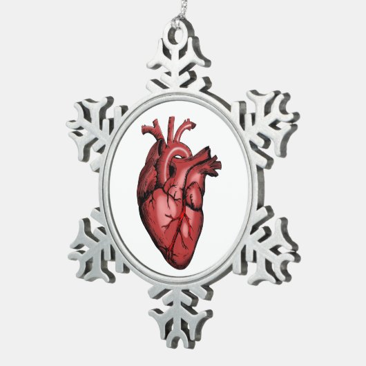 Realistisch Anatomisch Afbeelding van het hart Tin Sneeuwvlok Ornament (Rechts)