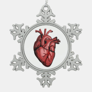 Realistisch Anatomisch Afbeelding van het hart Tin Sneeuwvlok Ornament