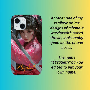 Realistisch anime vrouw krijger iPhone 15 case