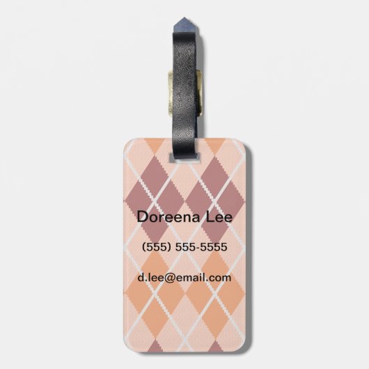 Realistisch Argyle Cloth Bagagelabel (Achterkant verticaal)