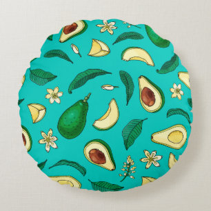 Realistisch avocado. Naadloos patroon. Summer exot Rond Kussen