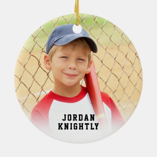 Realistisch Baseball-fotonummer Keramisch Ornament (Achterkant)