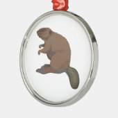 Realistisch Beaver Metalen Ornament (Links)