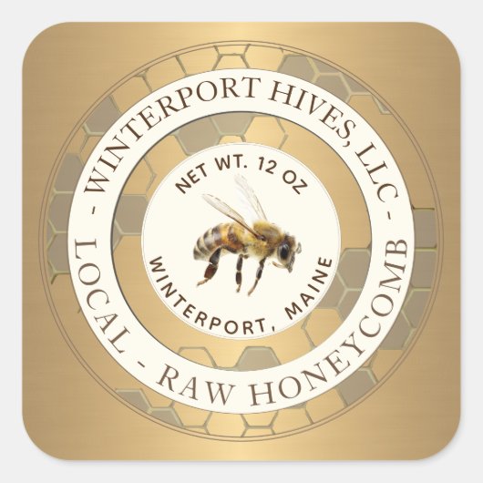 Realistisch Bee Gold Honingraat Imker Label (Voorkant)