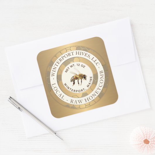 Realistisch Bee Gold Honingraat Imker Label (Envelop)