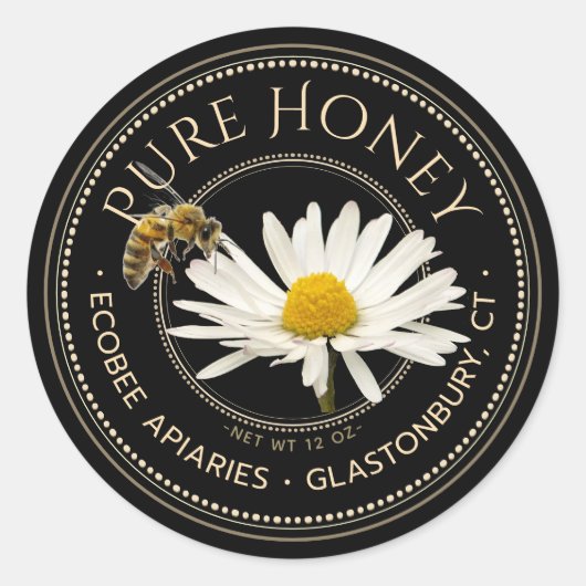 Realistisch bijen- en Daisy Honey Label Black (Voorkant)