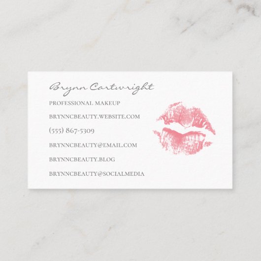 Realistisch Blush Pink Kiss Print Lips Makeup Visitekaartje (Achterkant)