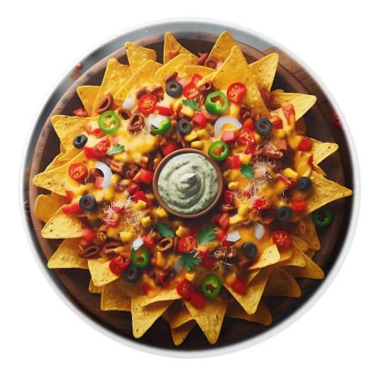 Realistisch bord nacho's grappig keramische knop (Voorkant)