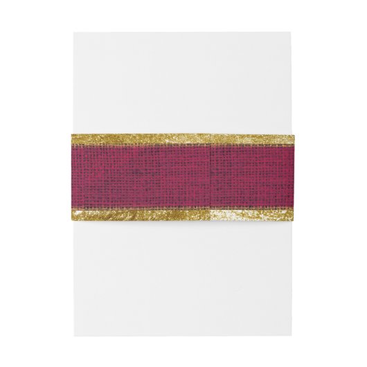 Realistisch Bourlap Textuur Rustic Gold & Bourgogn Uitnodigingen Wikkel (Achterkant Voorbeeld)