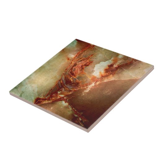 Realistisch Brown Faux Marble Stone Pattern 2 Tegeltje (Zijkant)