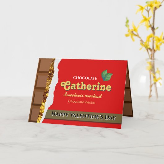 Realistisch bruin en rode Valentijnse chocolade Fu Kaart (Gele Bloem)