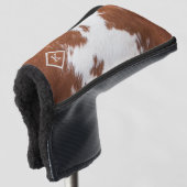 Realistisch bruin en wit koeienhuid textuur monogr golfheadcover (3/4 voorkant)