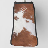 Realistisch bruin en wit koeienhuid textuur monogr golfheadcover (Draai 90)