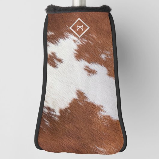 Realistisch bruin en wit koeienhuid textuur monogr golfheadcover (Draai 90)