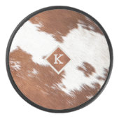 Realistisch bruin en wit koeienhuid textuur monogr hockey puck (Voorkant)