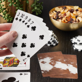 Realistisch bruin en wit koeienhuid textuur monogr pokerkaarten