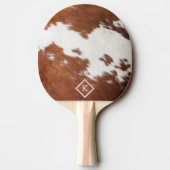 Realistisch bruin en wit koeienhuid textuur monogr tafeltennisbatje (Achterkant)