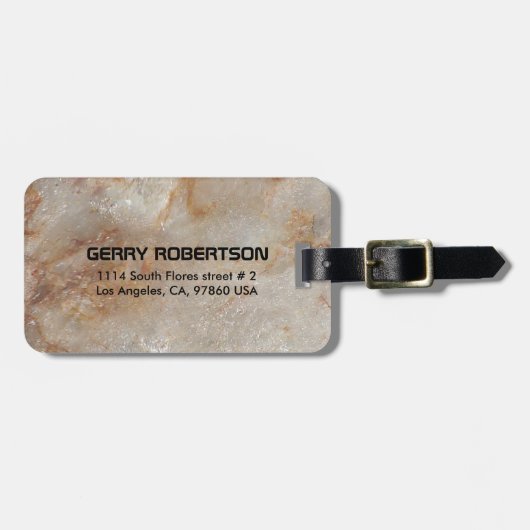 Realistisch bruin faux Marble Stone Pattern Bagagelabel (Voorkant horizontaal)