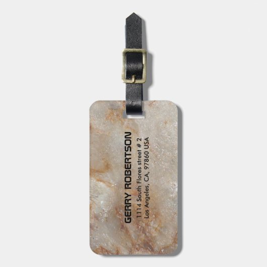 Realistisch bruin faux Marble Stone Pattern Bagagelabel (Voorkant verticaal)