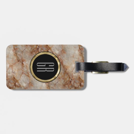 Realistisch bruin faux Marble Stone Pattern Bagagelabel (Achterkant horizontaal)