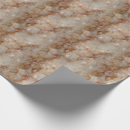 Realistisch bruin faux Marble Stone Pattern Cadeaupapier (Hoek)