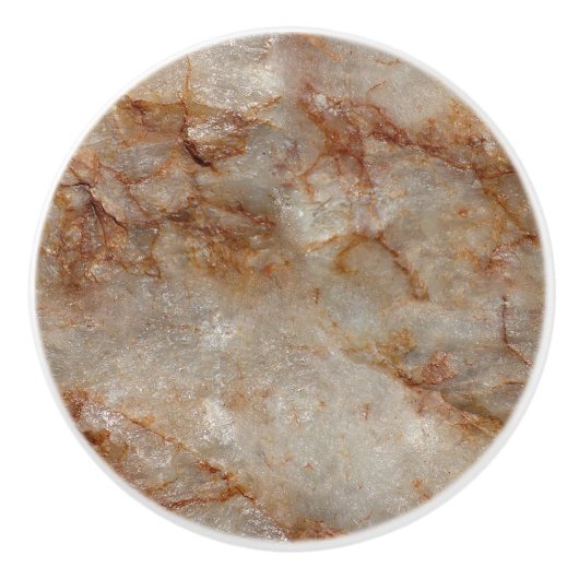Realistisch bruin faux Marble Stone Pattern Keramische Knop (Voorkant)